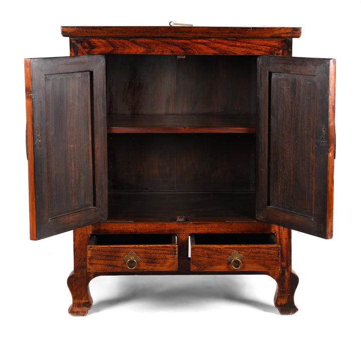 Open Doors View Of Walnut Chinese Cabinet From Gansu - 19thC | Indigo Antiques