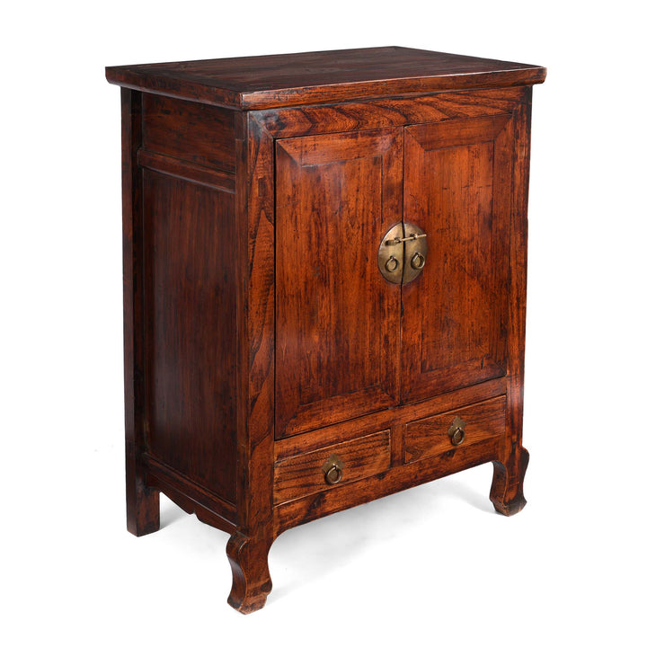 Angled VIew Of Walnut Chinese Cabinet From Gansu - 19thC | Indigo Antiques