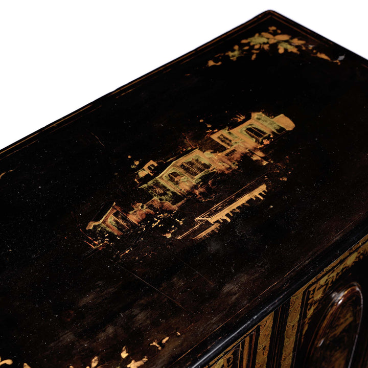 Detail From Gilt Black Lacquer Jewellery Cabinet - Early 19thC | Indigo Antiques