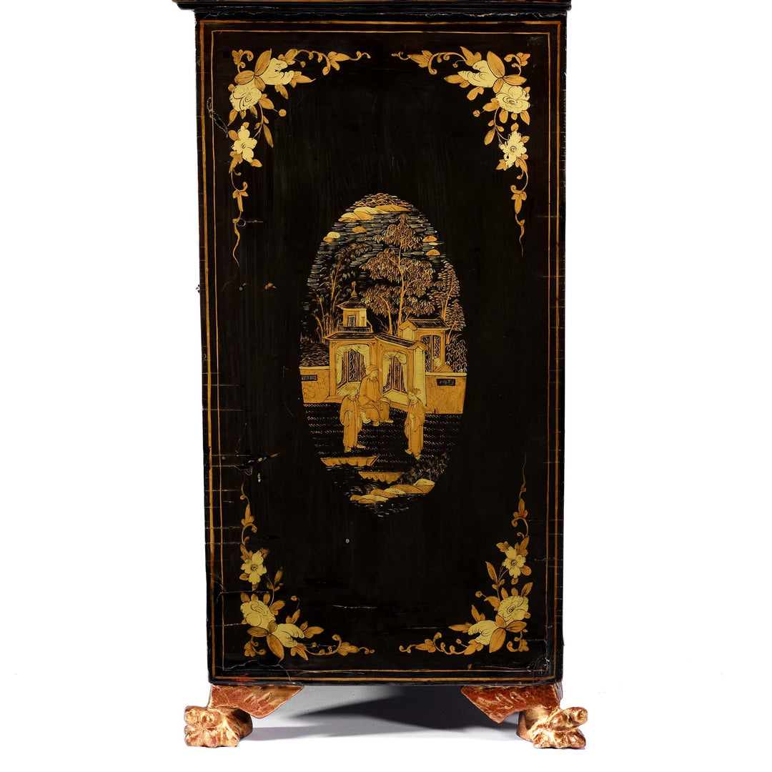Side View Of Gilt Black Lacquer Jewellery Cabinet - Early 19thC | Indigo Antiques