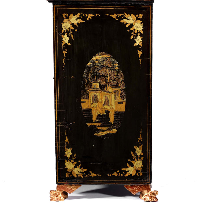 Side View Of Gilt Black Lacquer Jewellery Cabinet - Early 19thC | Indigo Antiques