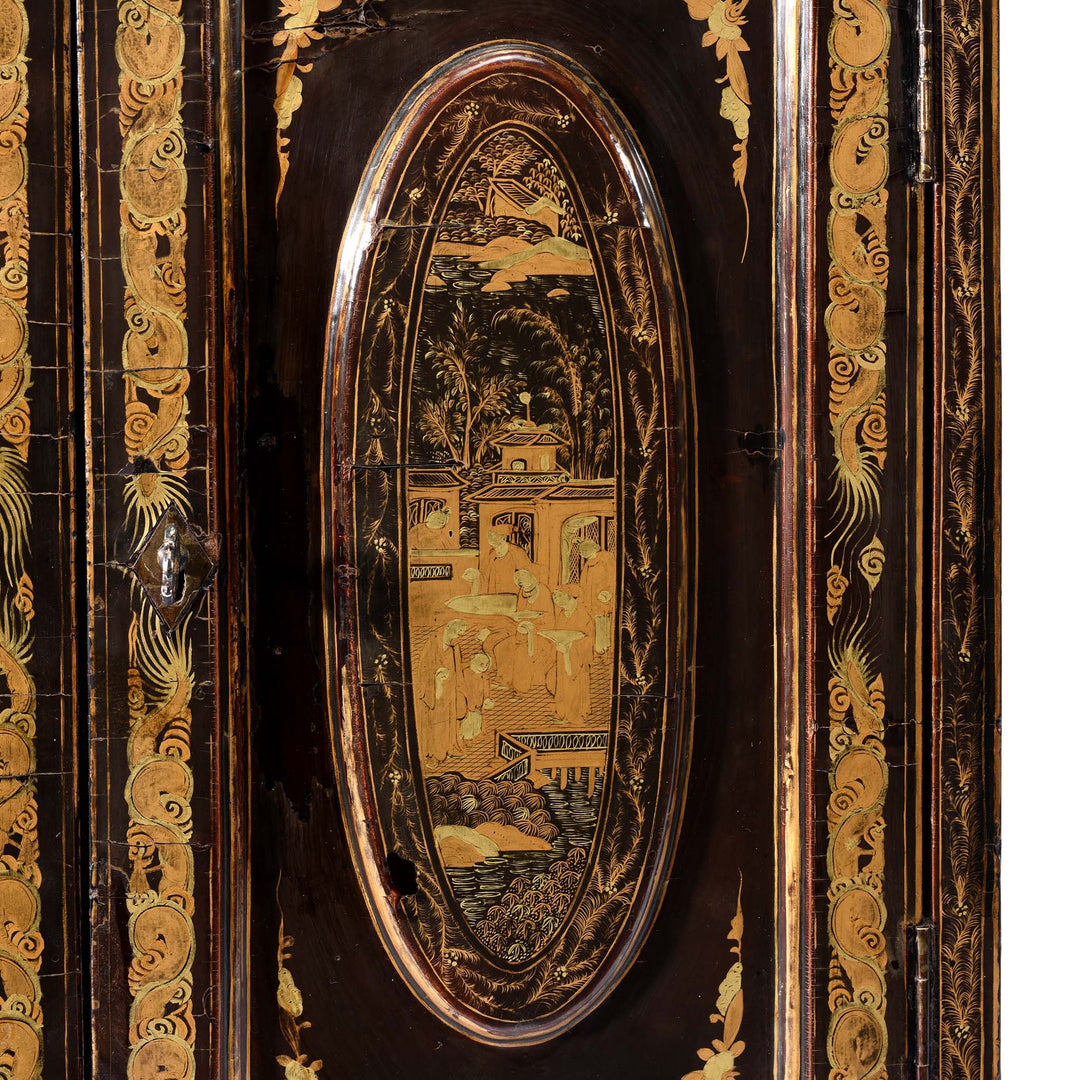 Detail From Gilt Black Lacquer Jewellery Cabinet - Early 19thC | Indigo Antiques