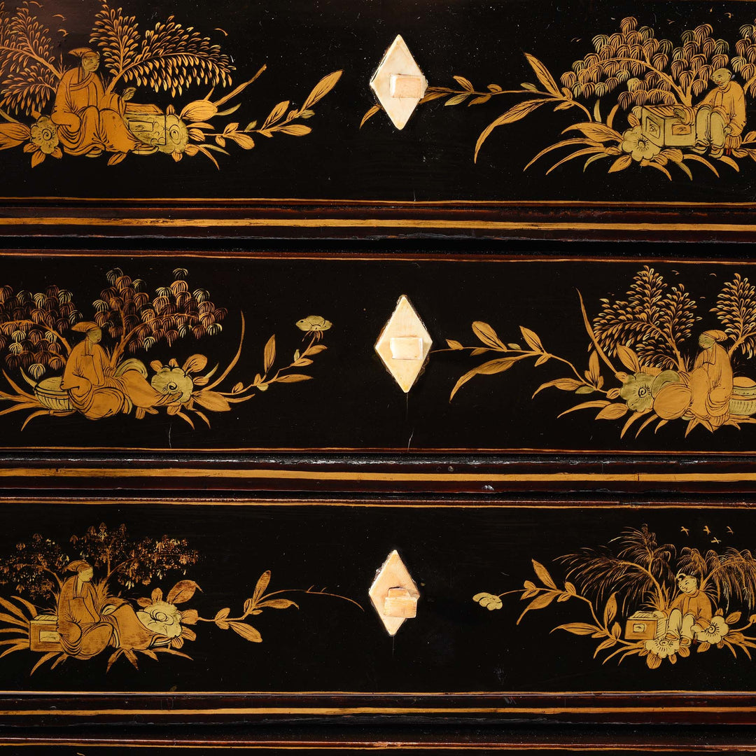 Detail From Gilt Black Lacquer Jewellery Cabinet - Early 19thC | Indigo Antiques