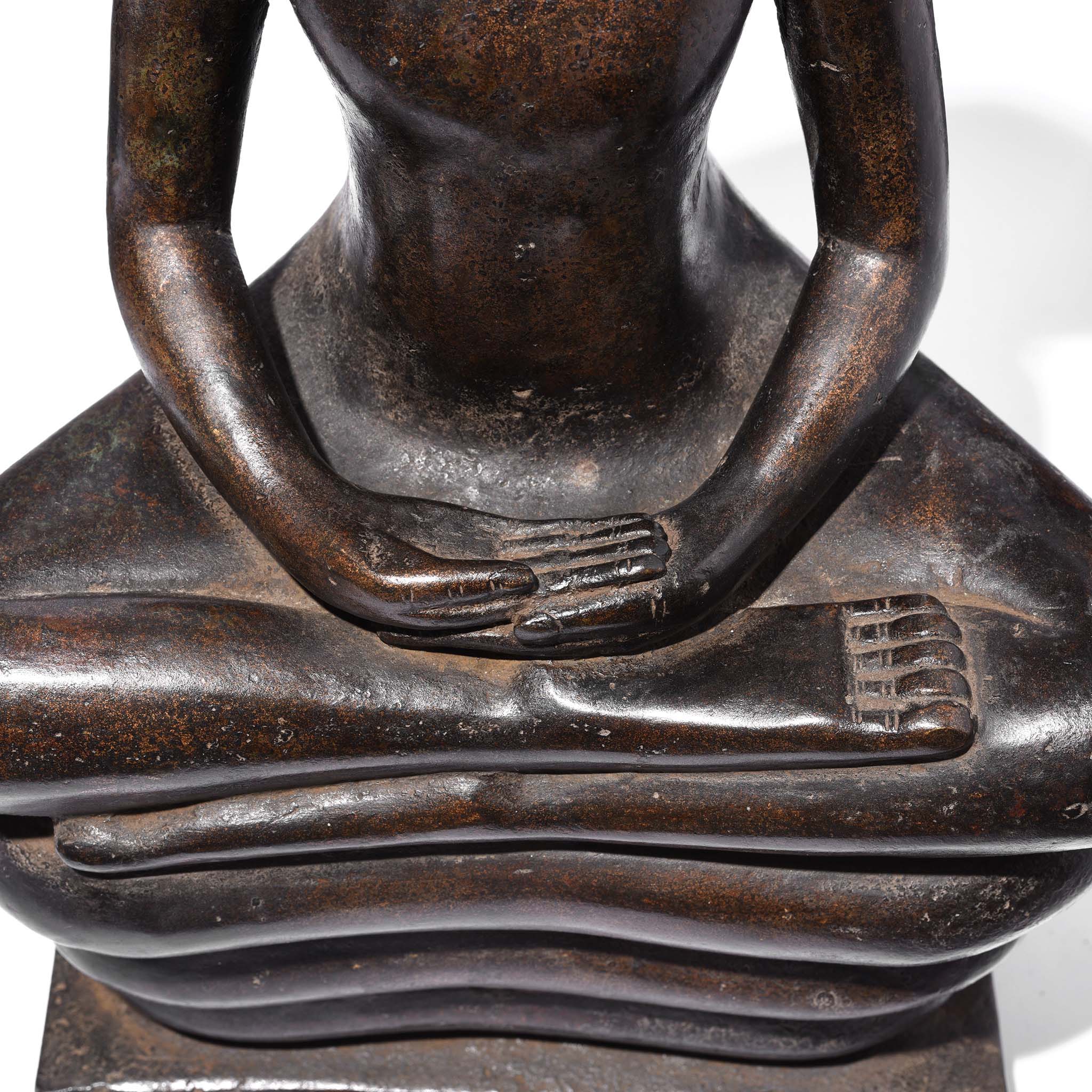 Detail From Bronze Naga Buddha From Khmer, Cambodia - 19thC