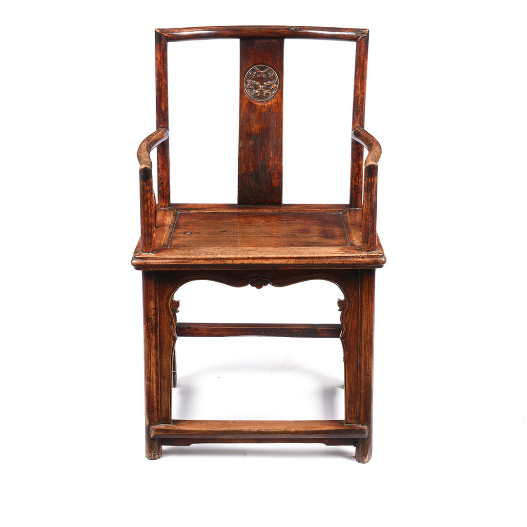 Frontal View Of Antique Short Backed Southern Officials Hat Armchair - 19th Century | Indigo Antiques