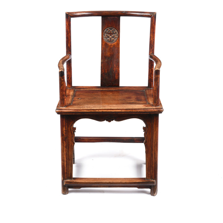 Frontal View Of Antique Short Backed Southern Officials Hat Armchair - 19th Century | Indigo Antiques