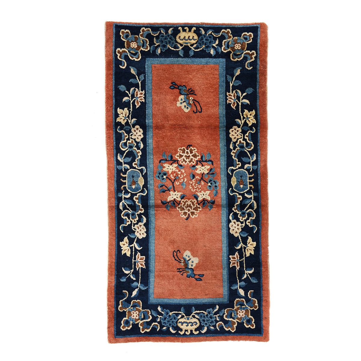Antique Blue And Red Tibetan Saddle Rug - Ca 1920's | Indigo Antiques