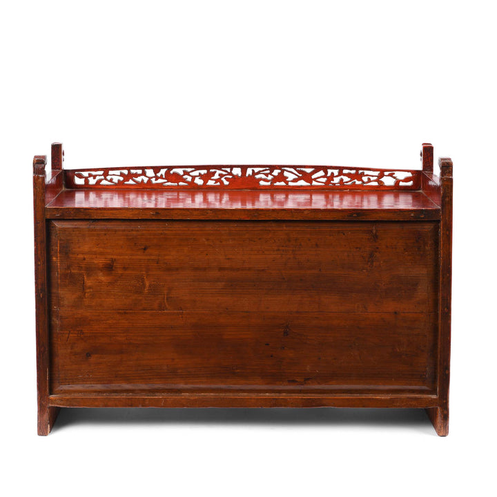 Reverse Of Red Lacquer Carved Altar Cabinet from Fujian Province - 19thC | Indigo Antiques