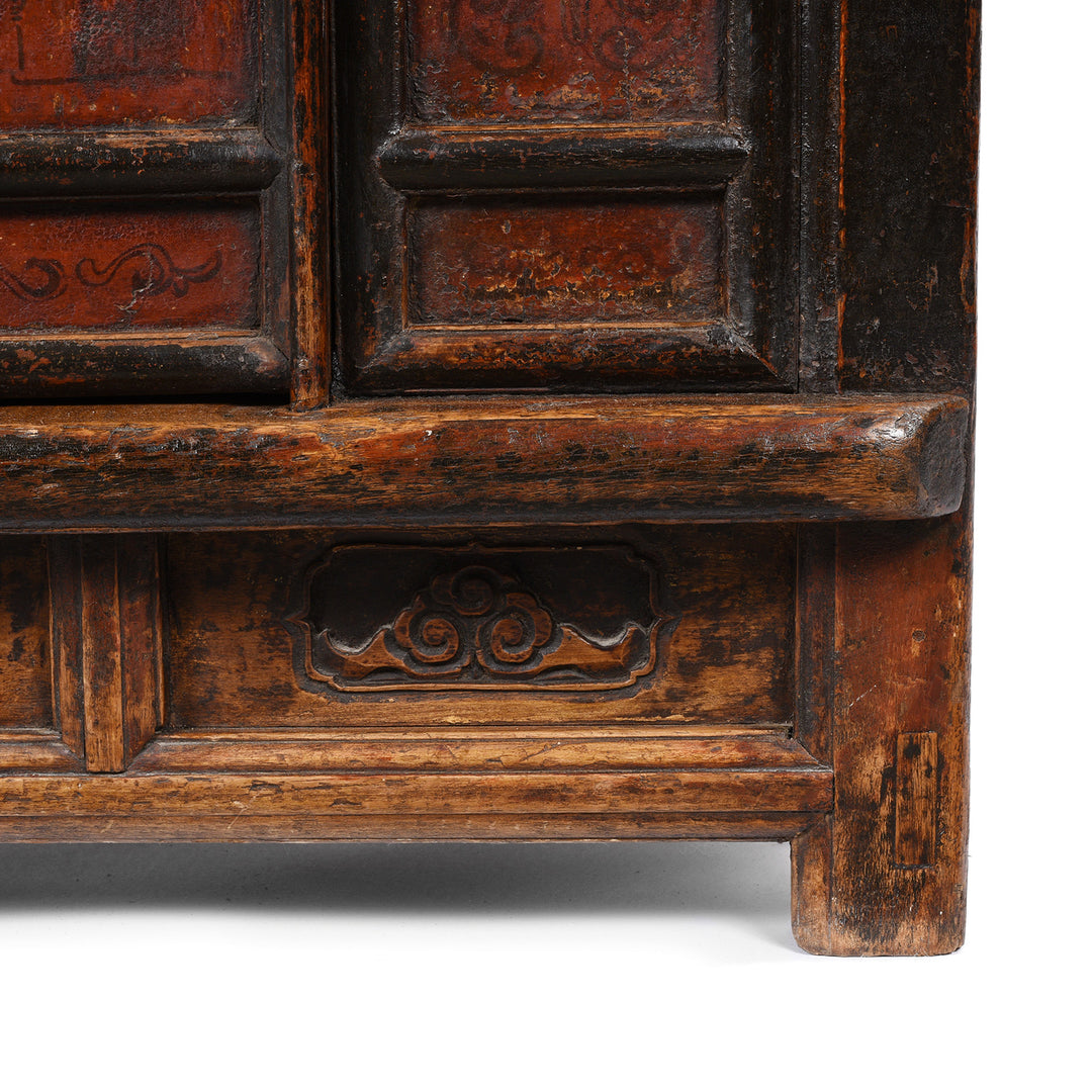Leg Detail From Painted Side Cabinet From Shanxi - 19thC | Indigo Antiques