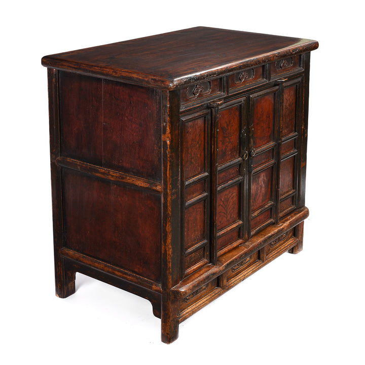 Angled View Of Painted Side Cabinet From Shanxi - 19thC | Indigo Antiques