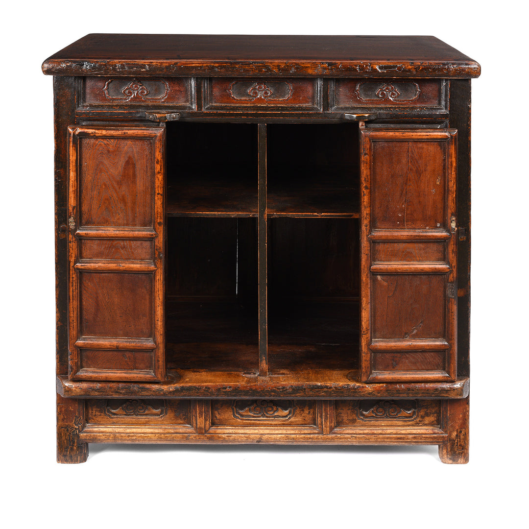 Open Doors View Painted Side Cabinet From Shanxi - 19thC | Indigo Antiques