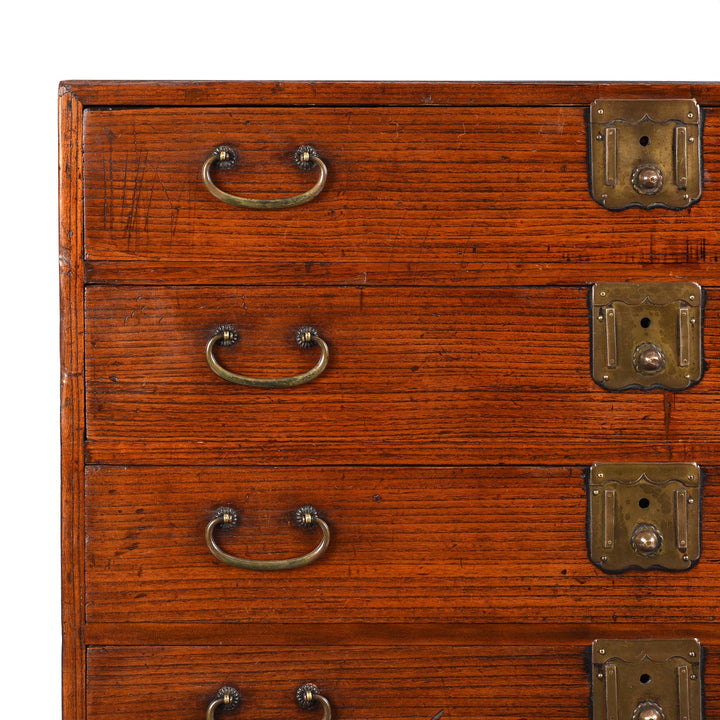Corner Detail From Japanese Kimono Dansu Chest - Late 19thC | Indigo Antiques