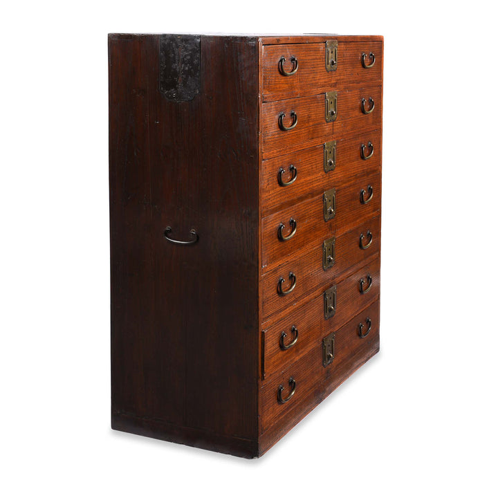 Angled View Of Japanese Kimono Dansu Chest - Late 19thC | Indigo Antiques