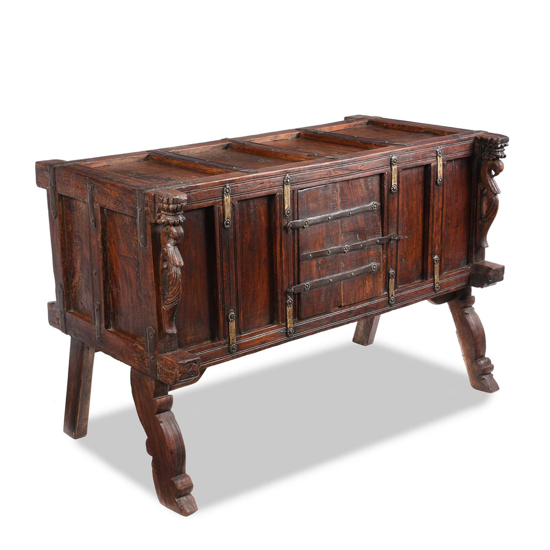 Angled View Of Manjus (Dowry Chest) From Banswara Tribal Region - 19thC | Indigo Antiques