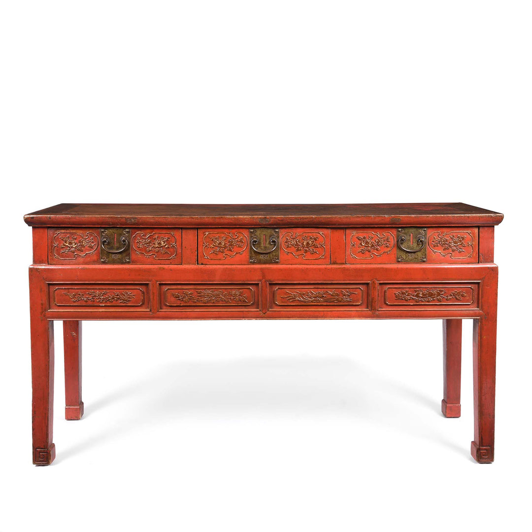 Red Lacquer Oak Altar Table From Fujian Province  - Late 19thC | Indigo Antiques