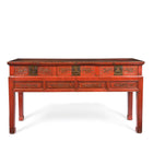 Red Lacquer Oak Altar Table From Zhejiang Province  - Late 19thC