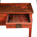 Red Lacquer Oak Altar Table From Zhejiang Province  - Late 19thC