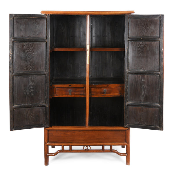 Chinese Red Elm Taper Cabinet - Qing Dynasty