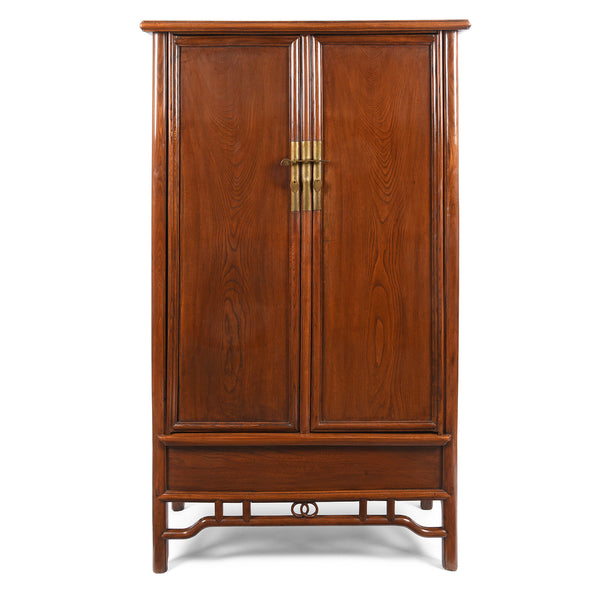 Chinese Red Elm Taper Cabinet - Qing Dynasty