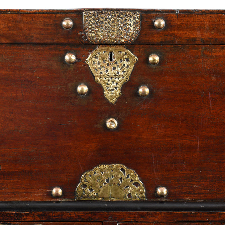 Indo-Dutch Jackfruit Wood & Brass Chest on Stand -18thC | Indigo Antiques