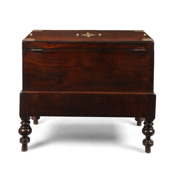 Indo-Dutch Jackfruit Wood & Brass Chest on Stand -18thC