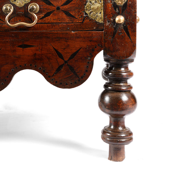 Indo-Dutch Jackfruit Wood & Brass Chest on Stand -18thC