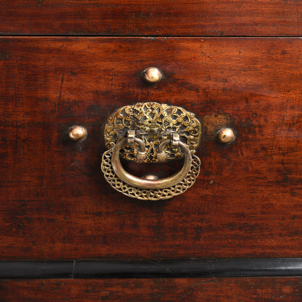Indo-Dutch Jackfruit Wood & Brass Chest on Stand -18thC