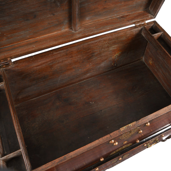 Indo-Dutch Jackfruit Wood & Brass Chest on Stand -18thC