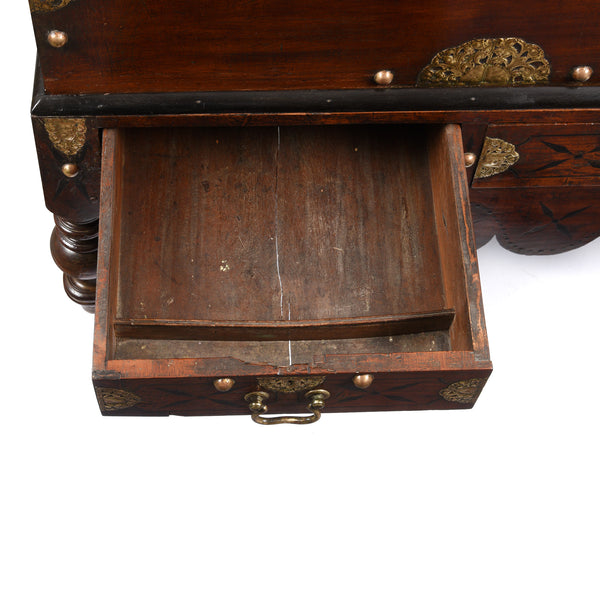 Indo-Dutch Jackfruit Wood & Brass Chest on Stand -18thC