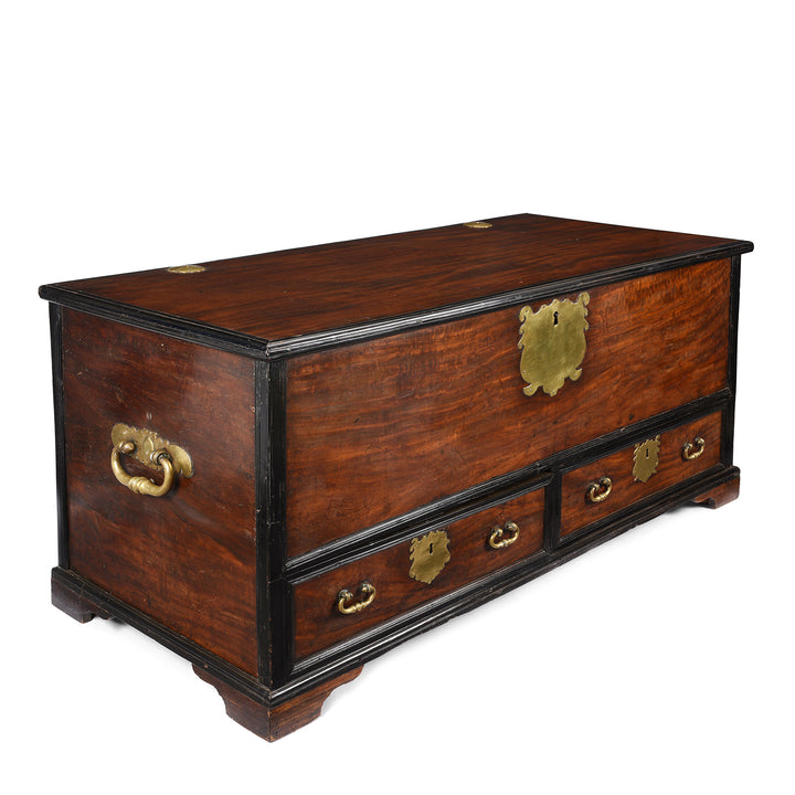 Angled View Of Indo-Dutch Satin Wood Chest From Ceylon -18thC | Indigo Antiques