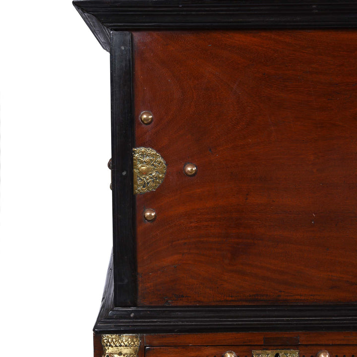 Corner Detail From Indo-Dutch  Jackfruit Wood & Brass Chest on Stand -18thC