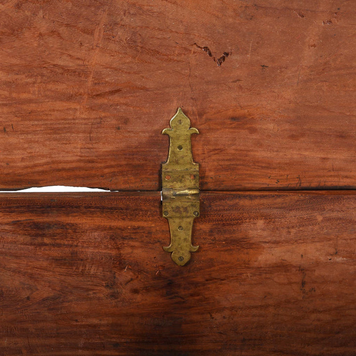 Hinge Detail From Indo-Dutch  Jackfruit Wood & Brass Chest on Stand -18thC