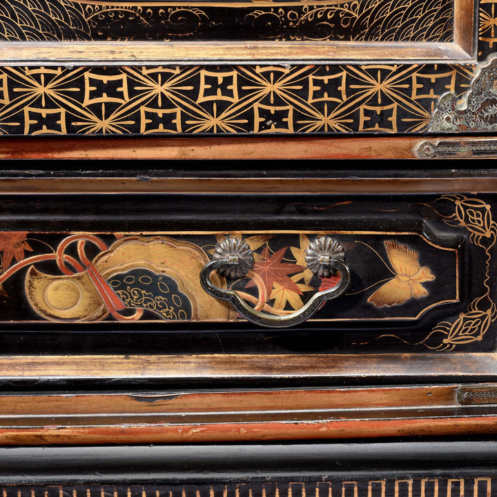 Detail From Gilt Black Lacquer Kodansu From Japan - Meiji Period | Indigo Antiques