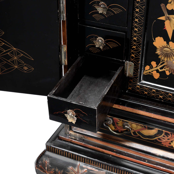 Drawer Detail From Gilt Black Lacquer Kodansu From Japan - Meiji Period | Indigo Antiques