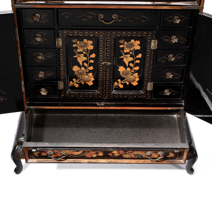 Drawer Detail From Gilt Black Lacquer Kodansu From Japan - Meiji Period | Indigo Antiques