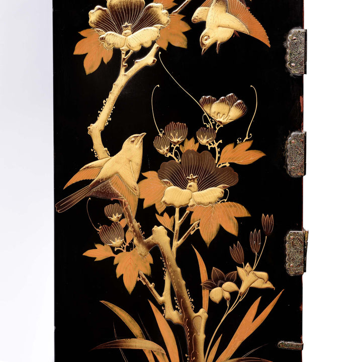 Side Detail From Gilt Black Lacquer Kodansu From Japan - Meiji Period | Indigo Antiques
