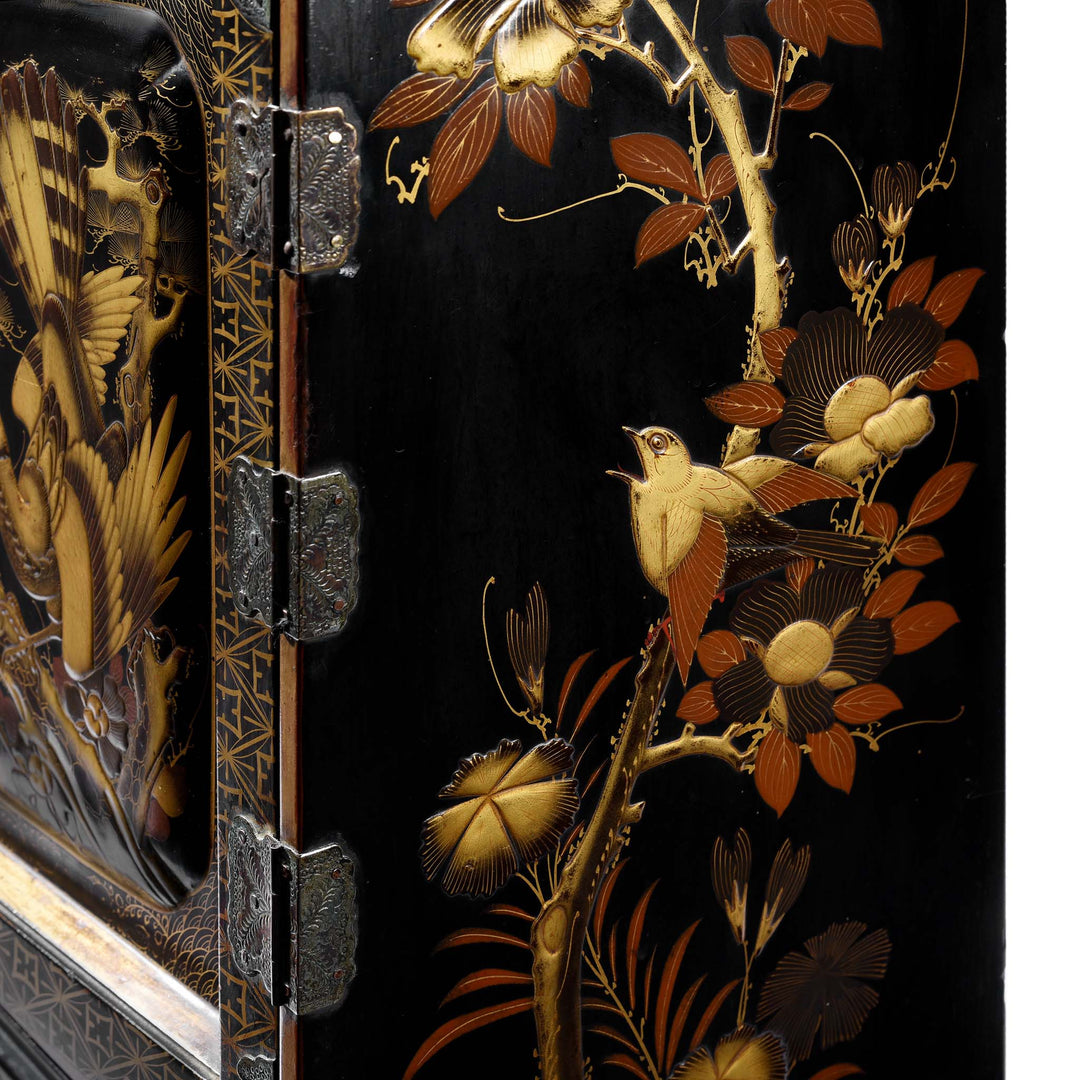 Side Detail From Gilt Black Lacquer Kodansu From Japan - Meiji Period | Indigo Antiques