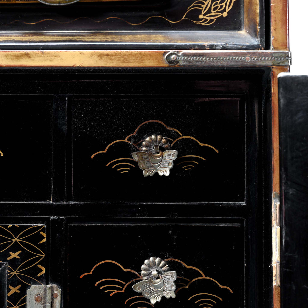 Small Drawers Detail From Gilt Black Lacquer Kodansu From Japan - Meiji Period | Indigo Antiques