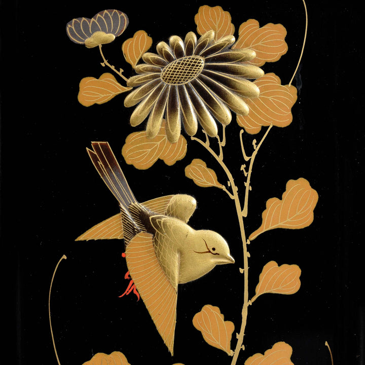 Inner Doors Detail From Gilt Black Lacquer Kodansu From Japan - Meiji Period | Indigo Antiques