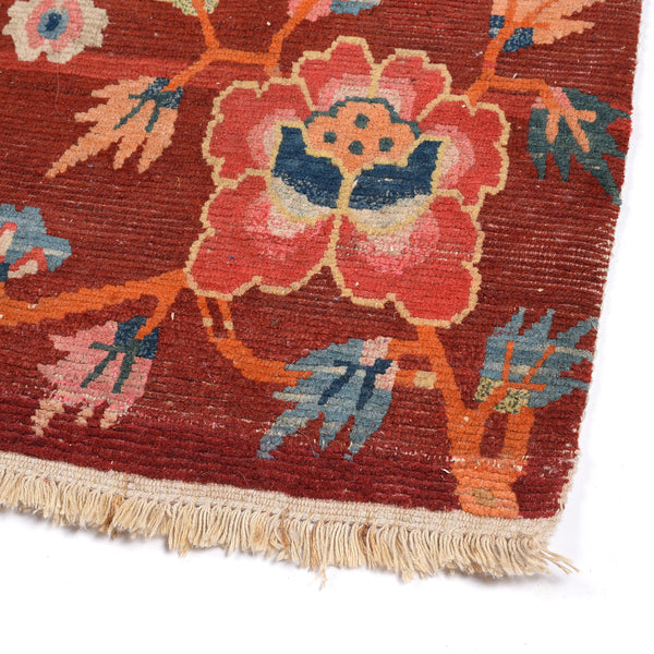 Rust Red Tibetan Saddle Rug - 19thC - 76 x 58cm