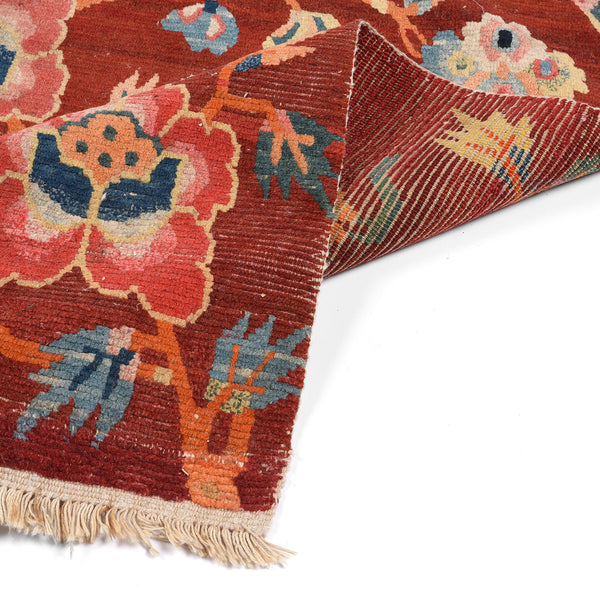 Rust Red Tibetan Saddle Rug - 19thC - 76 x 58cm