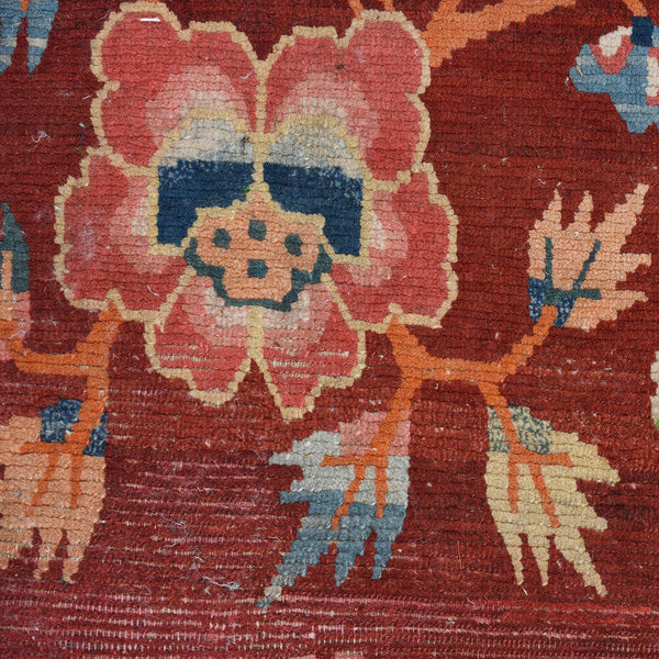 Rust Red Tibetan Saddle Rug - 19thC - 76 x 58cm