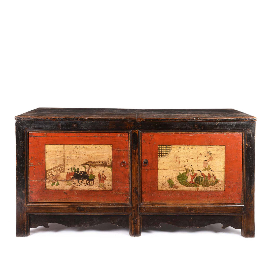 Mongolian Sideboard with Original Painting 19thC | Indigo Antiques