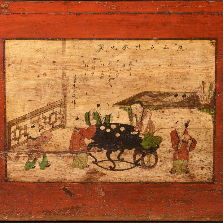 Paintwork Detail From Mongolian Sideboard with Original Painting 19thC | Indigo Antiques
