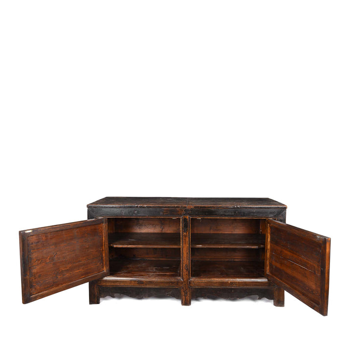 Open Doors VIew Of Mongolian Sideboard with Original Painting 19thC | Indigo Antiques