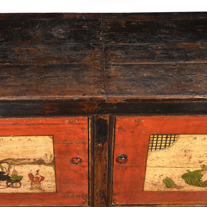 Surface Of Mongolian Sideboard with Original Painting 19thC | Indigo Antiques