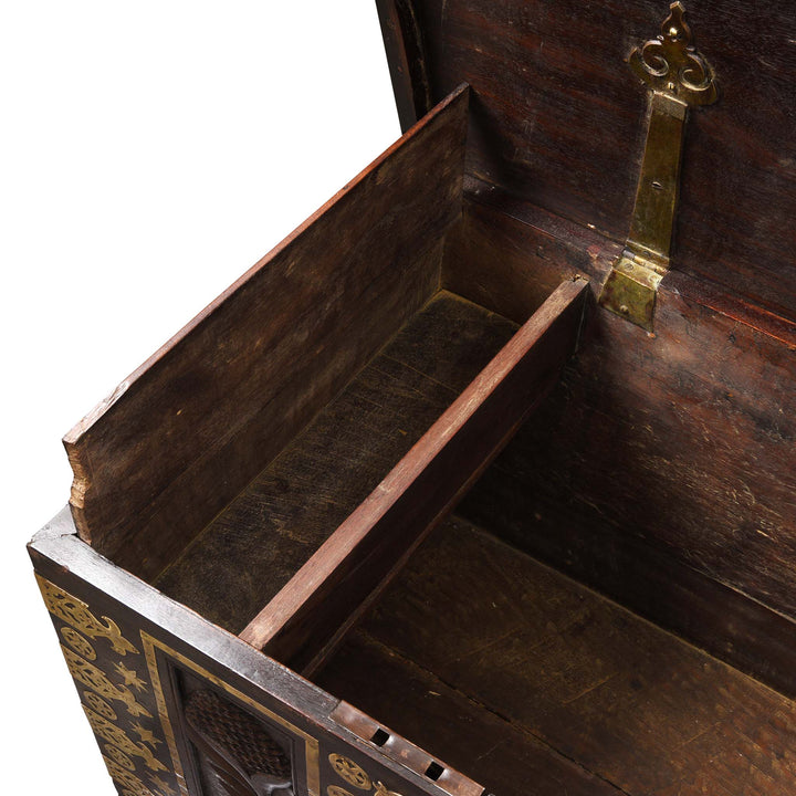 Candle Box Interior Of Carved Rosewood & Brass Bound Chest From Kutch - 19thC | Indigo Antiques