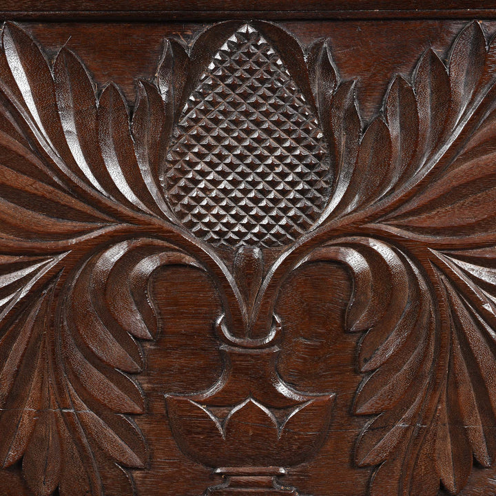 Carving Detail From Carved Rosewood & Brass Bound Chest From Kutch - 19thC | Indigo Antiques