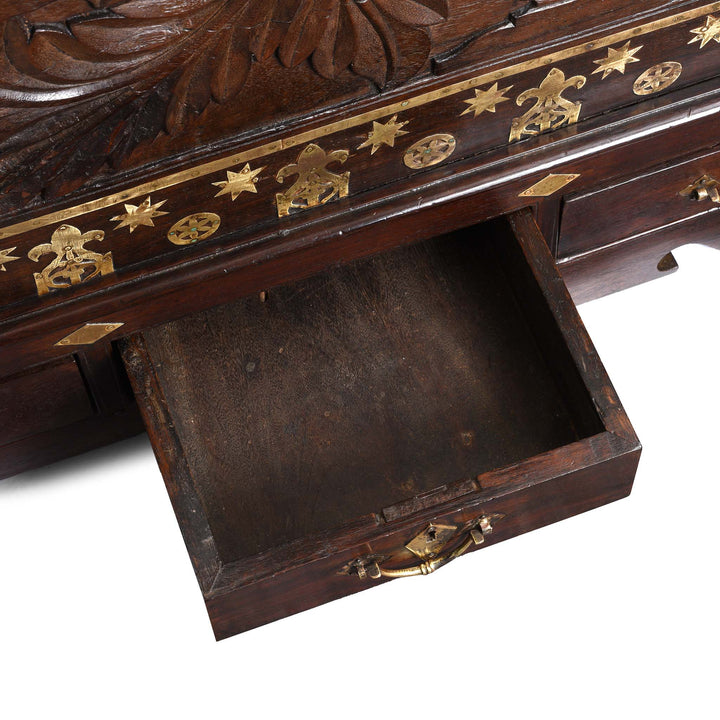 Drawer Interior From Carved Rosewood & Brass Bound Chest From Kutch - 19thC | Indigo Antiques