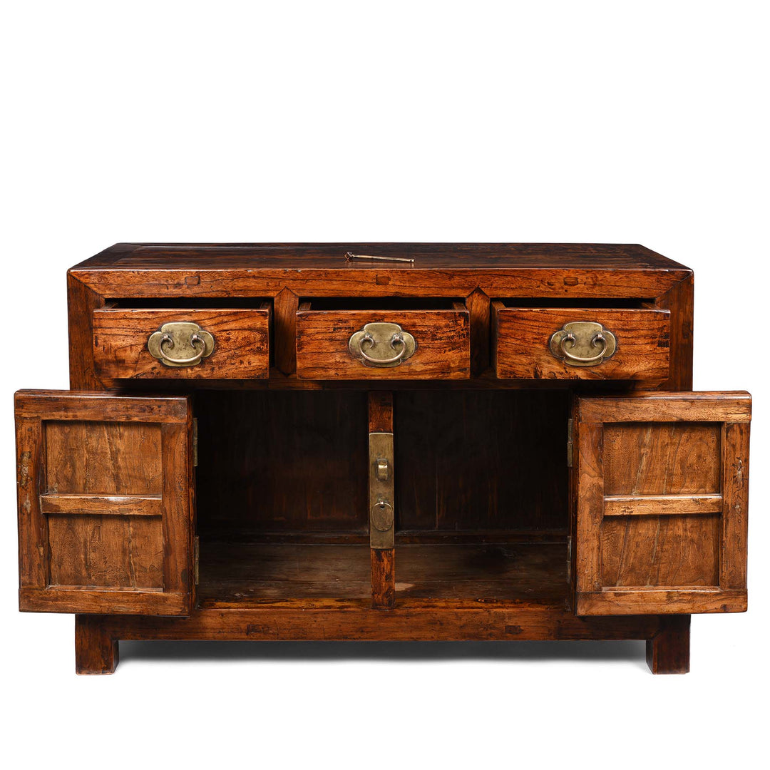 Open Doors View Of Elm & Catalpa Sideboard From Tianjin - 19thC | Indigo Antiques